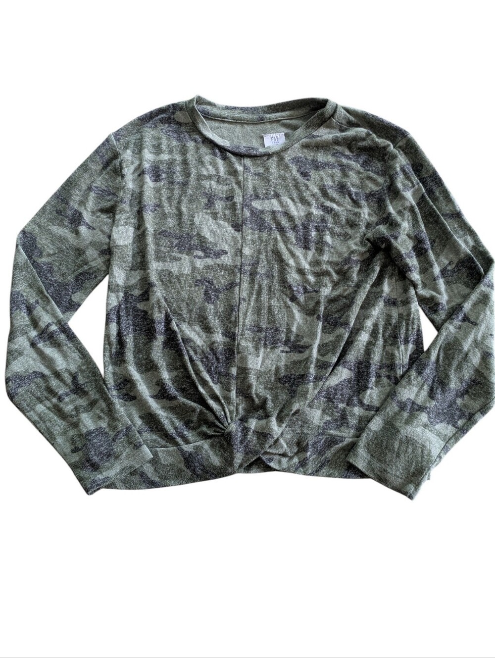 🌞4/20$ GAP Girls' Olive Green Camo Twist-Front Long Sleeve Top